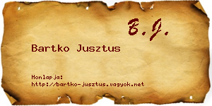 Bartko Jusztus névjegykártya